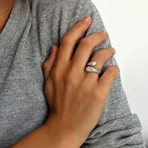 Adjustable Minimalist Drop Band Jewelry Rings Silver Plated